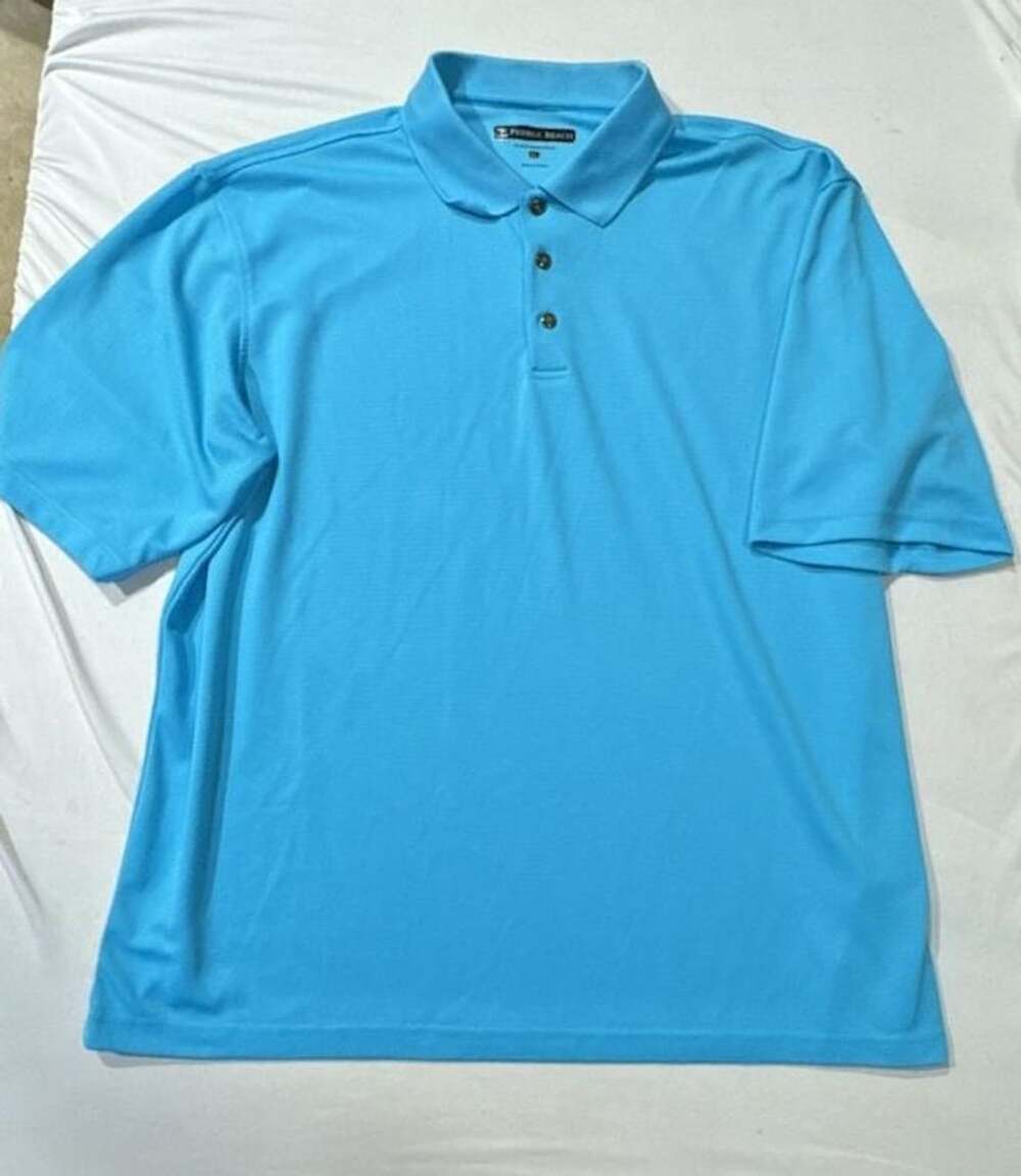 Pebble Beach Performance Blue Short Sleeve Polo Shirt Men's XL